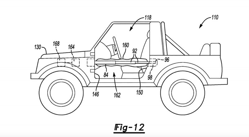 Illustration for article titled Ford Designed A Deployable Airbag Mechanism For Off-Road Vehicles With Removable Doors